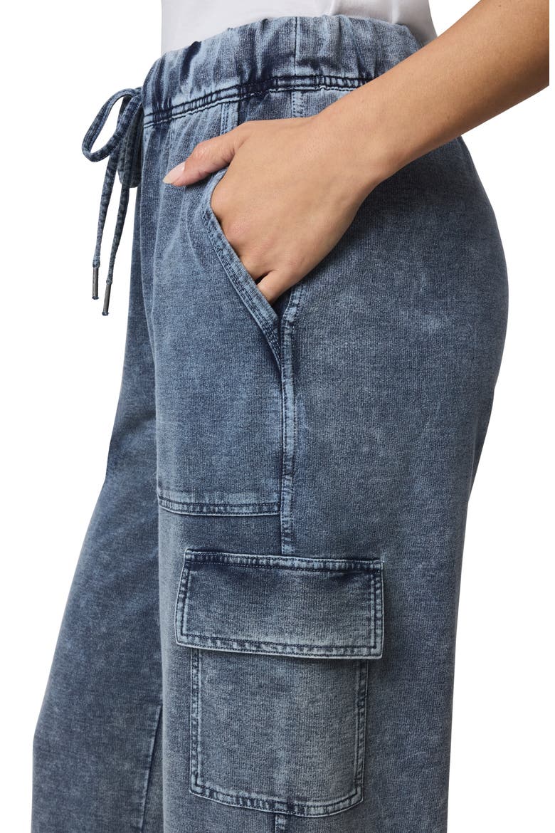 Gwen Indigo Cotton Blend Terry Cargo Sweatpants, Alternate, color, INDIGO BLUE