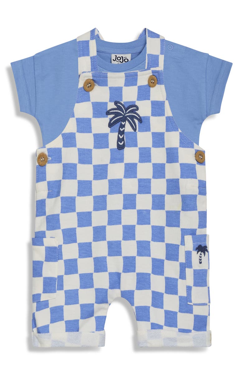 JOJO MAMAN BEBE Checkerboard Cotton Shirt & Overalls Set, Main, color, Blue