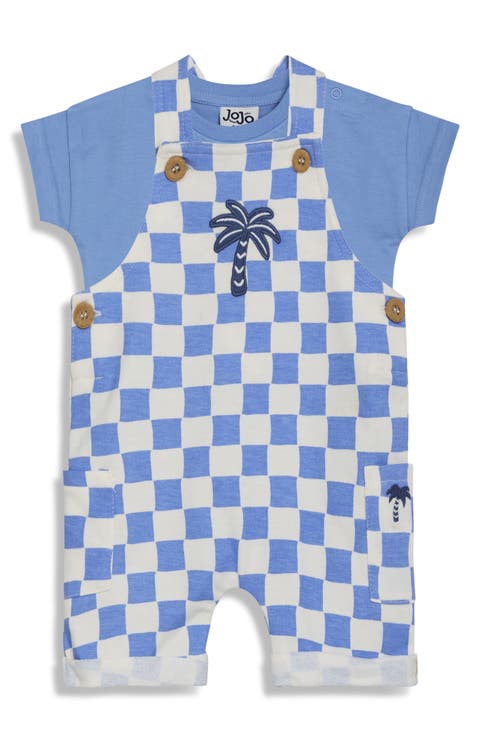 Checkerboard Cotton Shirt & Overalls Set (Baby)