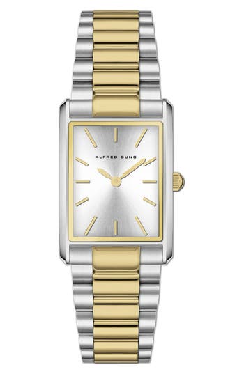 Alfred Sung Horizon Rectangular Bracelet Watch, 22mm X 32mm In Multi