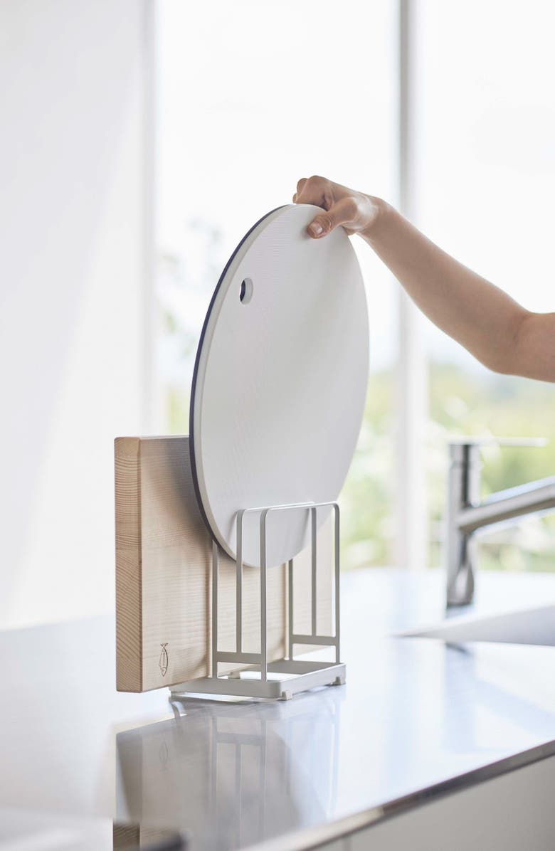 Yamazaki Round Cutting Board Stand, Alternate, color, White