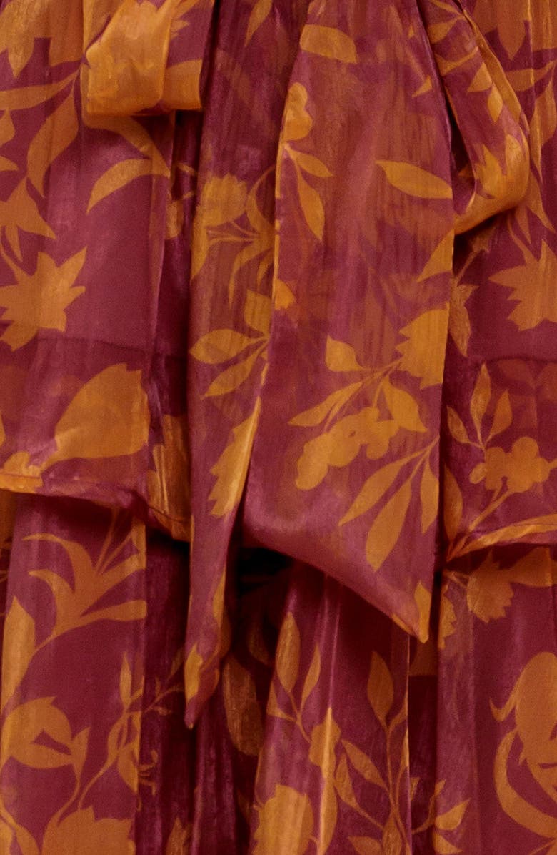 FLYING TOMATO Floral Off the Shoulder Long Sleeve Minidress, Alternate, color, Maroon