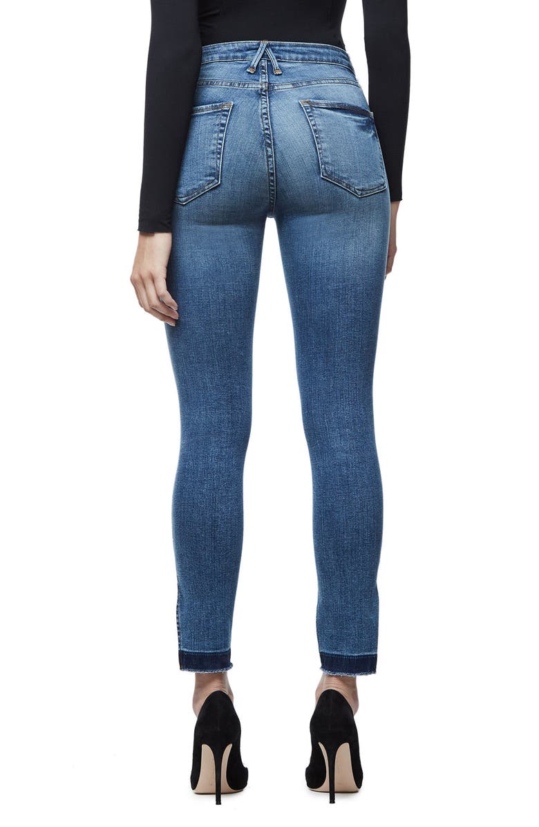 Good American Good Legs High Rise Split Hem Crop Skinny Jeans, Alternate, color, 