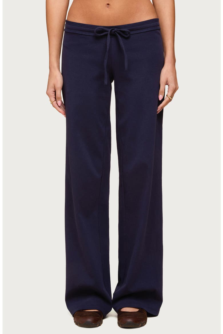 Claudia Stretch Cotton Straight Leg Drawstring Pants, Main, color, NAVY