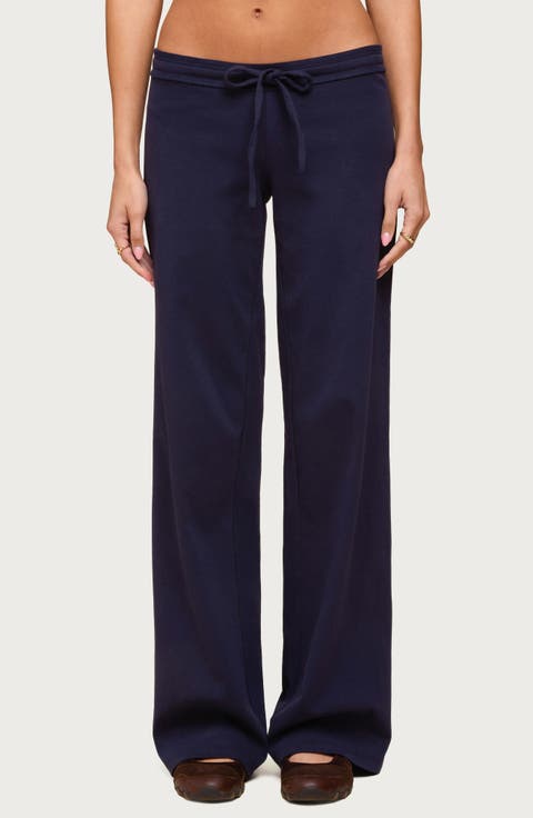 Claudia Stretch Cotton Straight Leg Drawstring Pants