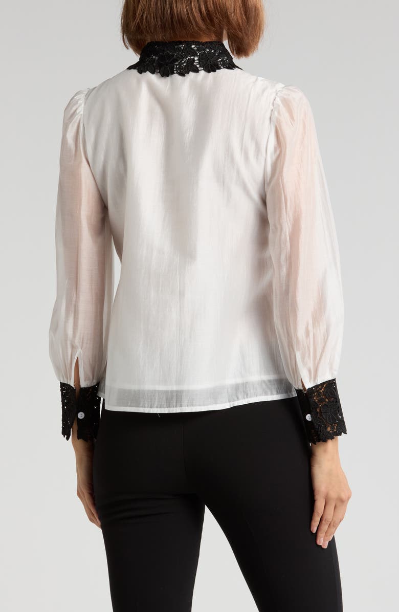 BY DESIGN Jaycee Lace Collar Button-Up Shirt, Alternate, color, Antique White/ Black