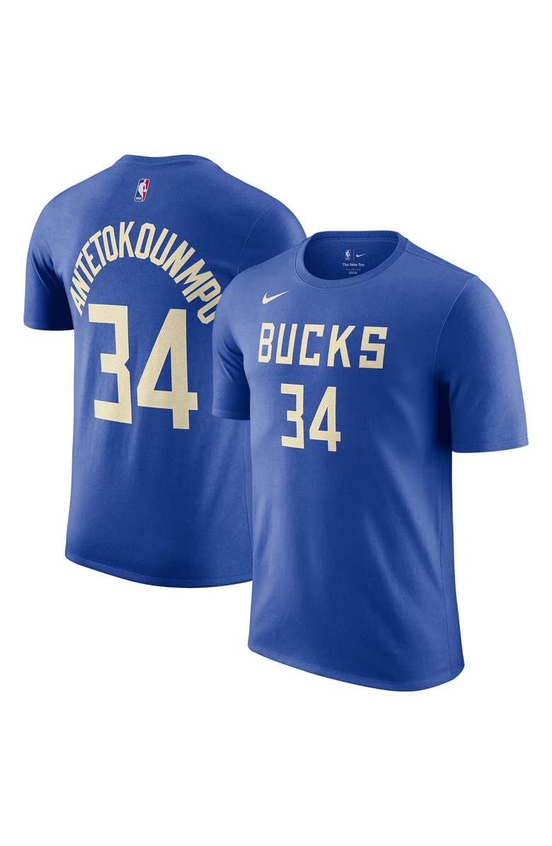 Nike Men's Nike Giannis Antetokounmpo Royal Milwaukee Bucks 2024/25 City Edition Name & Number T-Shirt, Main, color, 