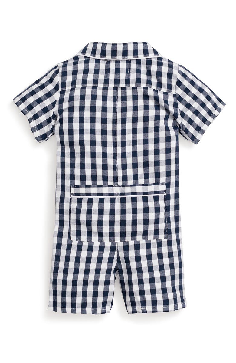 Petite Plume Classic Gingham One-Piece Pajamas, Alternate, color, Navy