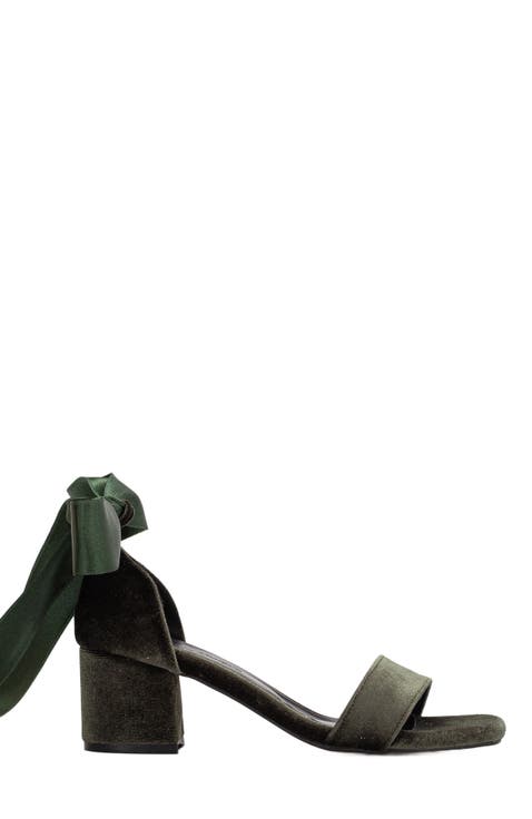 Athena Low Heel Sandals with Ribbon