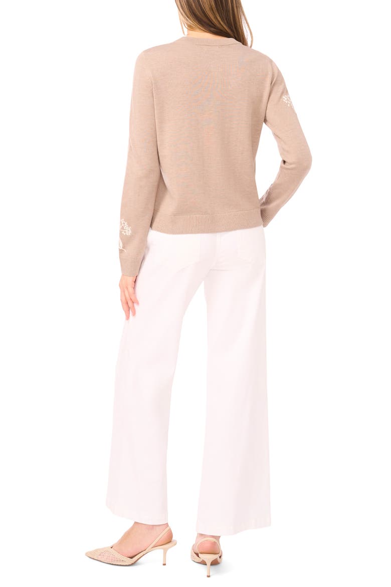 Embroidered Floral Button Front Cardigan, Alternate, color, SOFT TAUPE