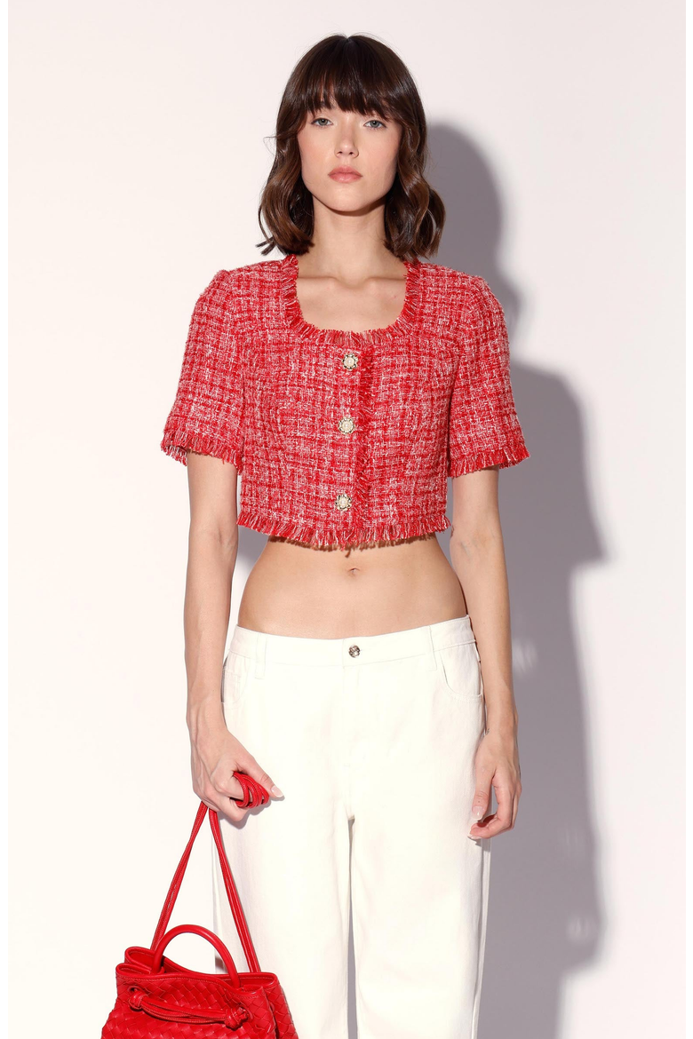 Rita Tweed Top, Main, color, Cherry Tweed