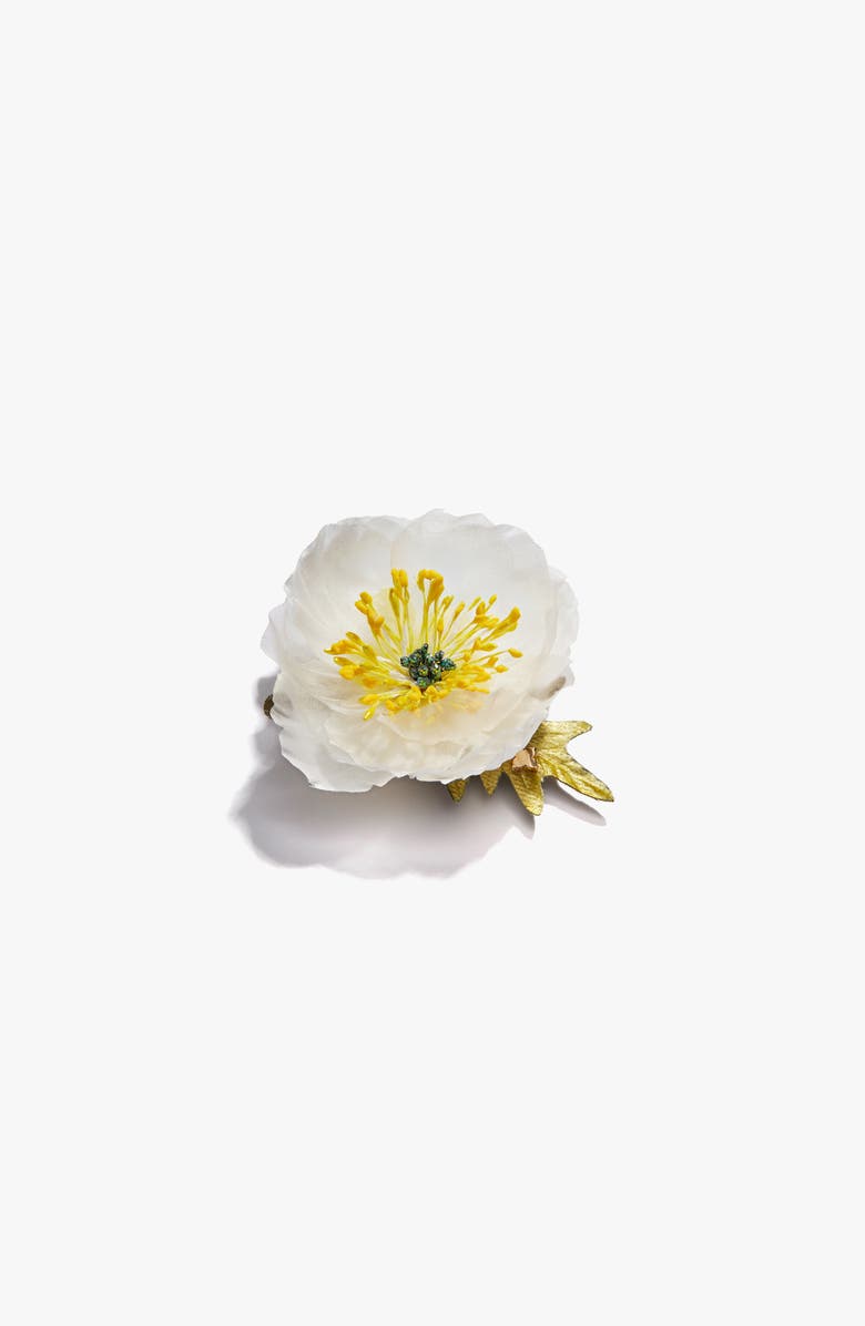 Helena Simon The White Poppy Floral Brooch, Alternate, color, White