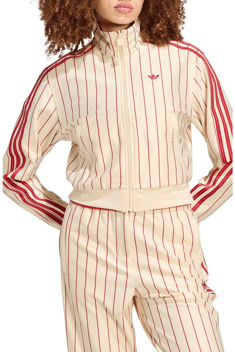 Pinstriped Track Jacket, Main, color, WARM VANILLA/ TEAM VICTORY RED