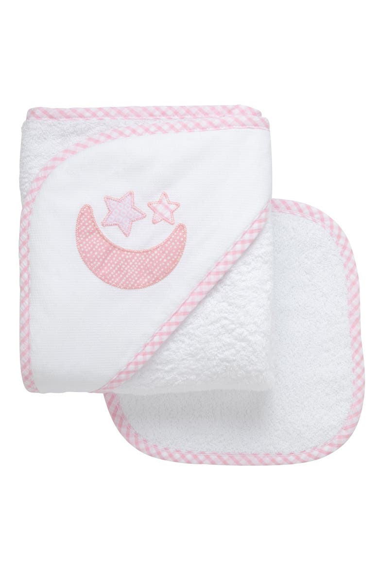 3 Marthas Pretty in Pink Applique Hooded Towel & Washcloth Set, Main, color, Pink Lullaby