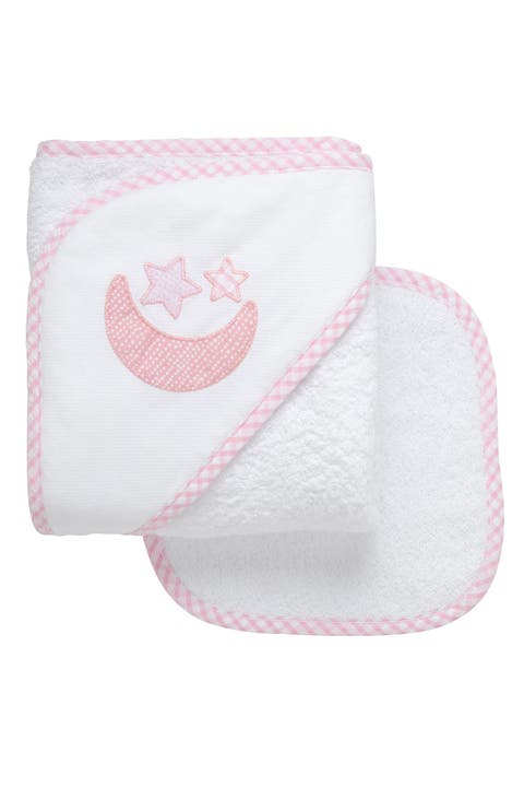 Pretty in Pink Applique Hooded Towel & Washcloth Set (Baby & Toddler)