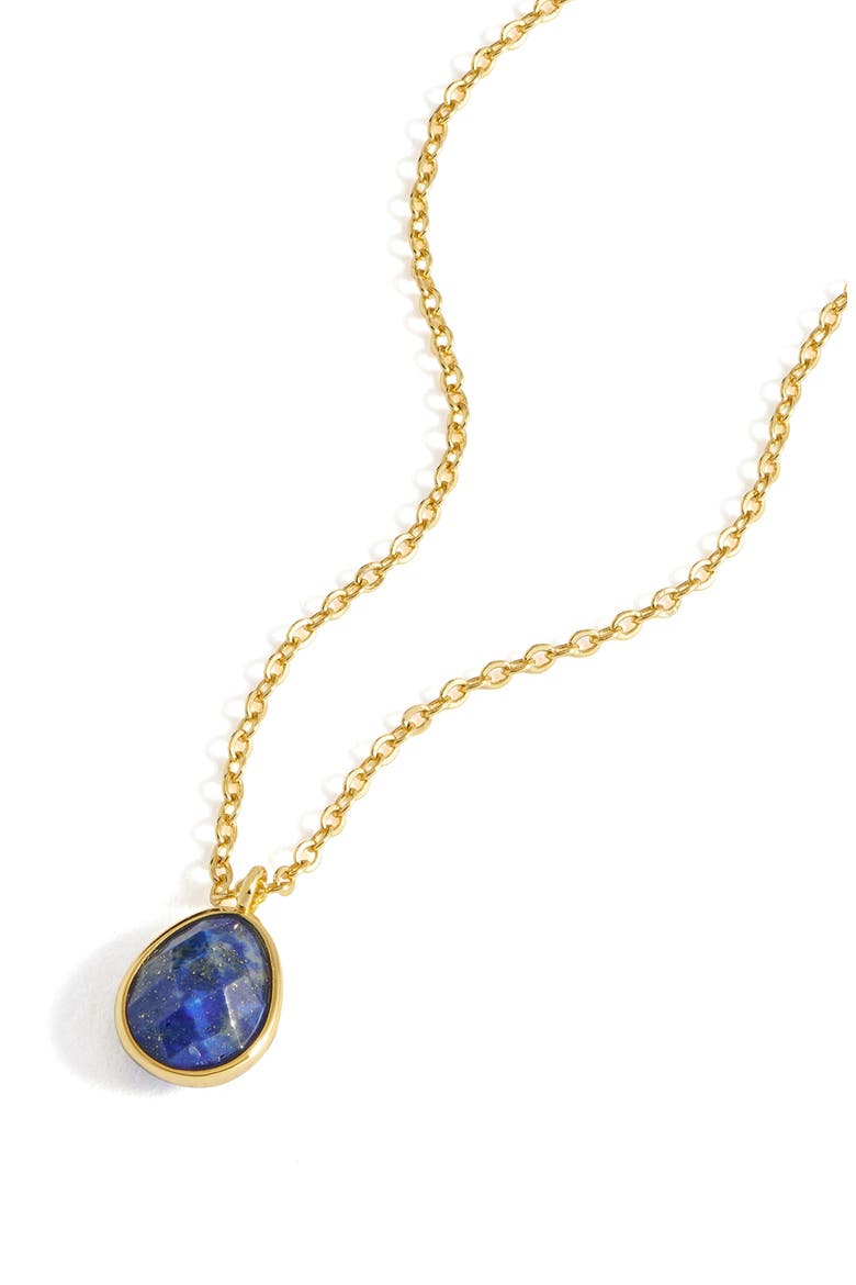 Wellness Faceted Green Agate Teardrop Pendant Necklace, Alternate, color, GOLD/BLUE