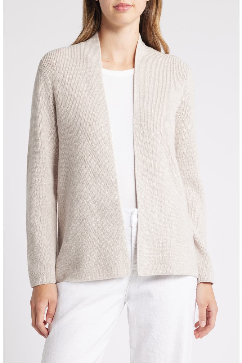 Organic Cotton Open Front Cardigan, Main, color, DOVE