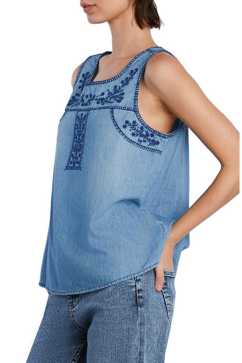 Embroidered Denim Tank, Alternate, color, DENIM