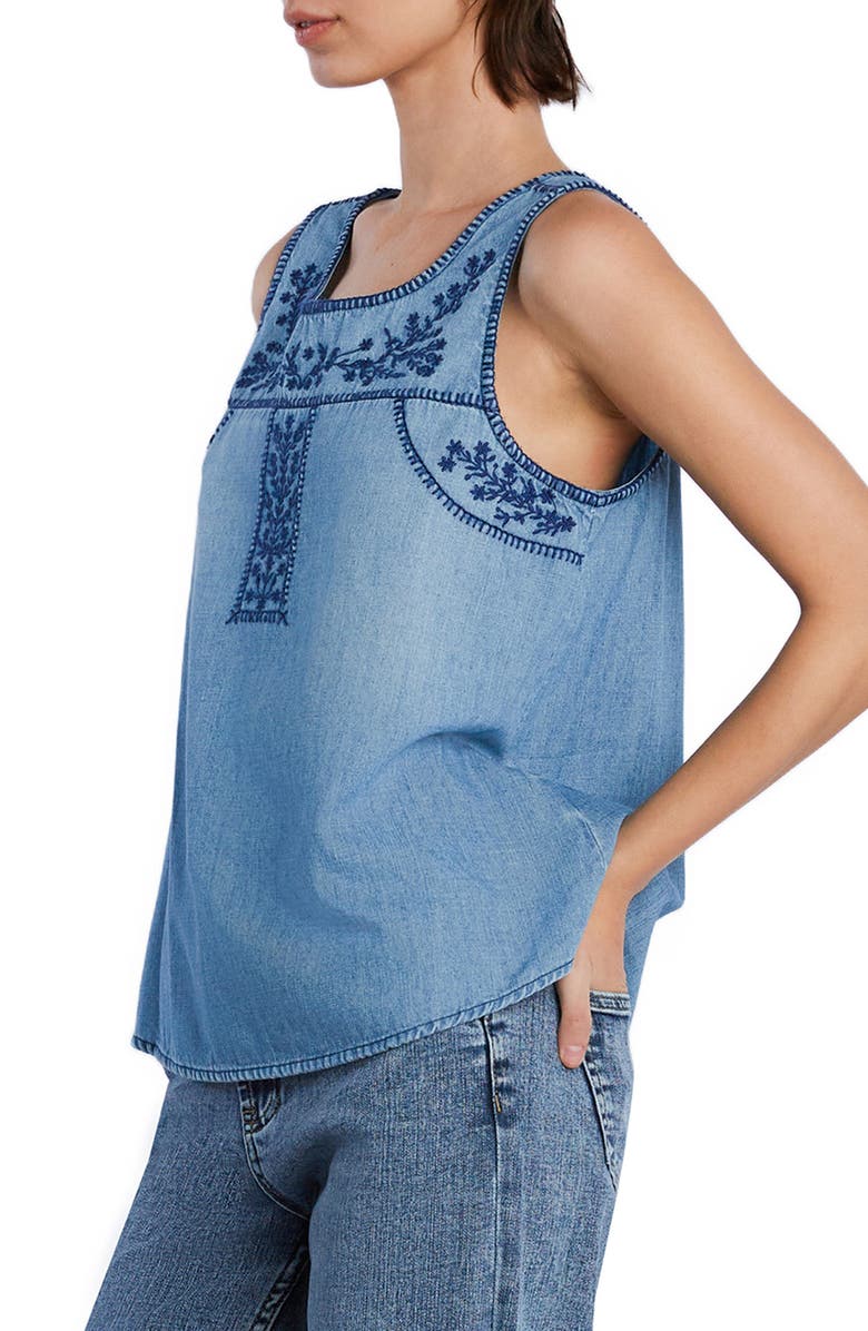 Billy T Embroidered Denim Tank, Alternate, color, Denim