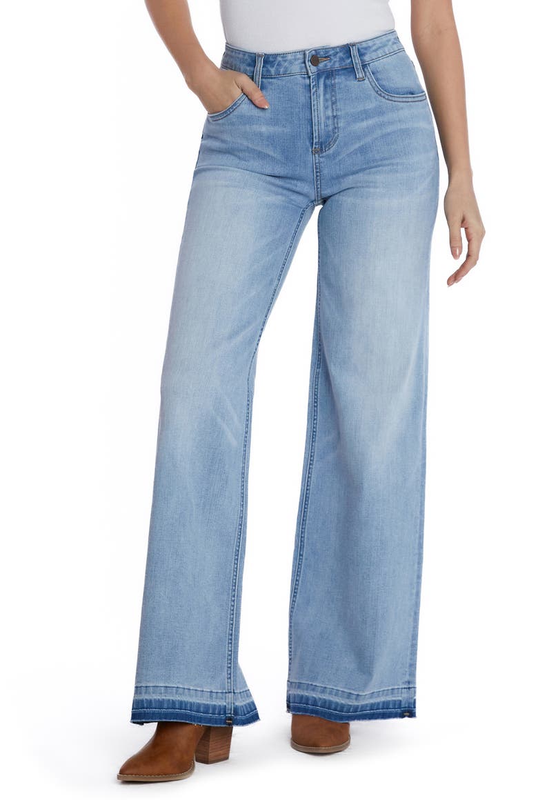 Release Hem High Waist Wide Leg Jeans, Main, color, BABY BLUES