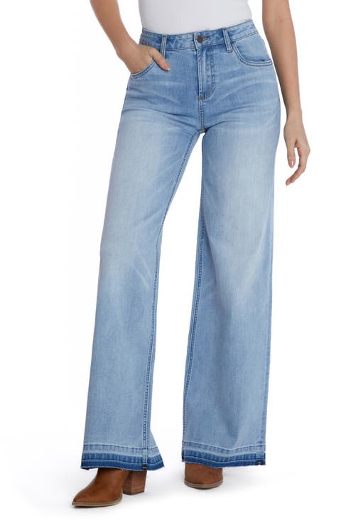 Release Hem High Waist Wide Leg Jeans (Baby Blues)