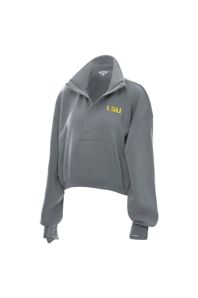 Women's ZooZatz  Gray LSU Tigers Cropped Powerhouse Half-Snap Sweatshirt, Alternate, color, Gray