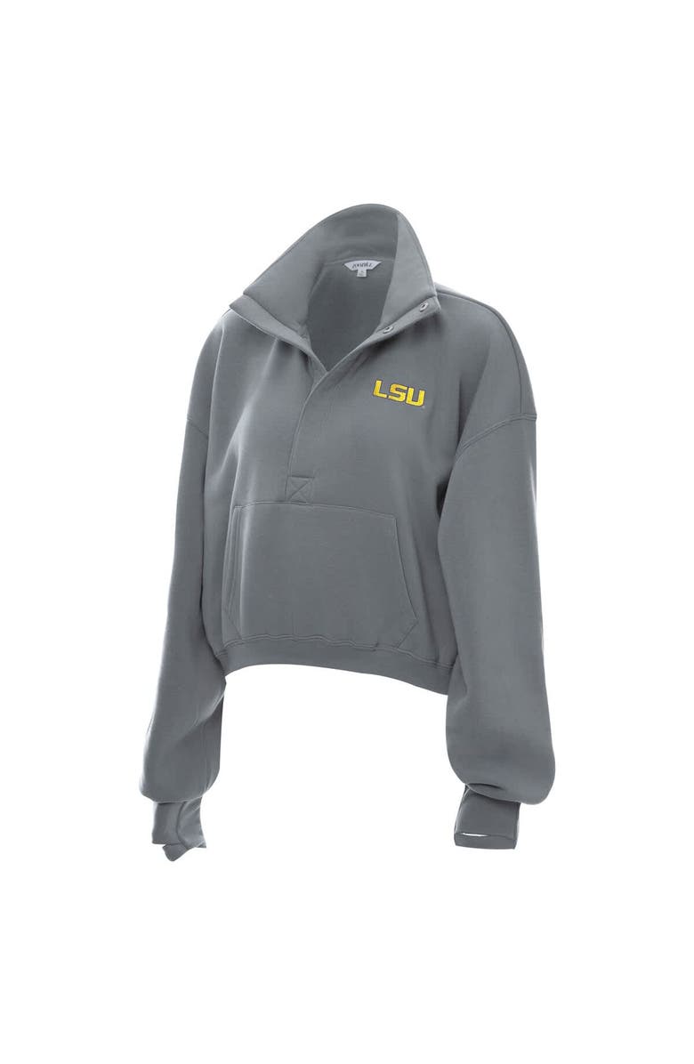 ZOOZATZ Women's ZooZatz Gray LSU Tigers Cropped Powerhouse Half-Snap Sweatshirt, Alternate, color, Gray