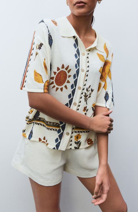 Retro Print Knit Shirt