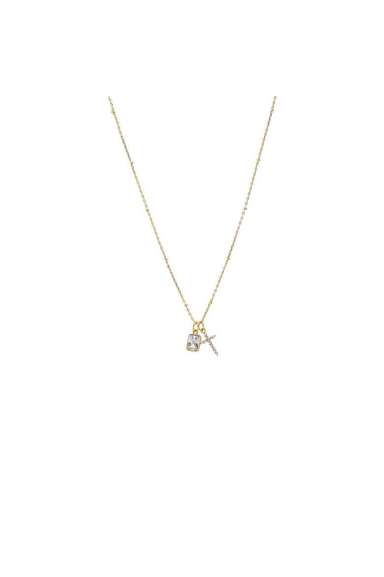 CZ Multi Charm Dangling Necklace, Main, color, Gold