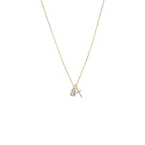 CZ Multi Charm Dangling Necklace