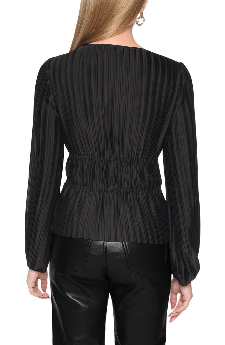 WAYF Payton Plunge Neck Plissé Top, Alternate, color, 