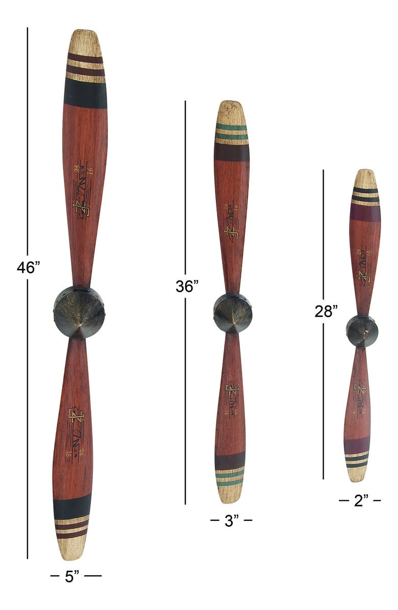SONOMA SAGE HOME Red Metal 2-Blade Airplane Propeller Wall Decor with Aviation Detail - Set of 3, Alternate, color,