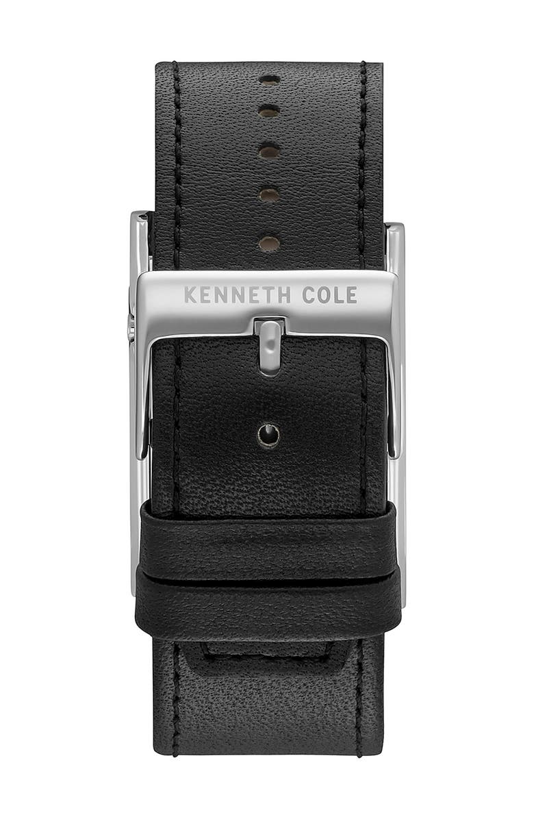 Kenneth Cole New York Men's LCD Leather Strap Watch, 28mm, Alternate, color, 