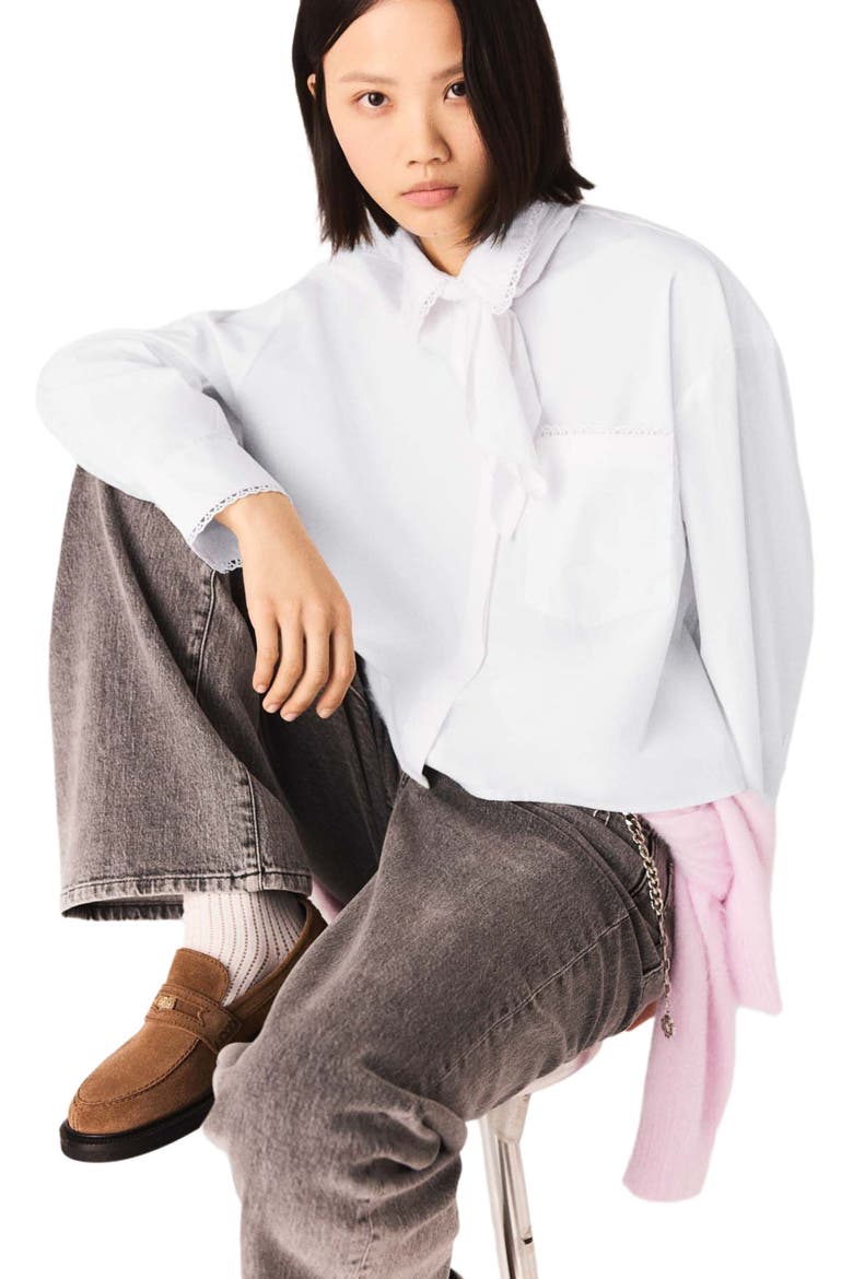 Crochet collar shirt, Alternate, color, White