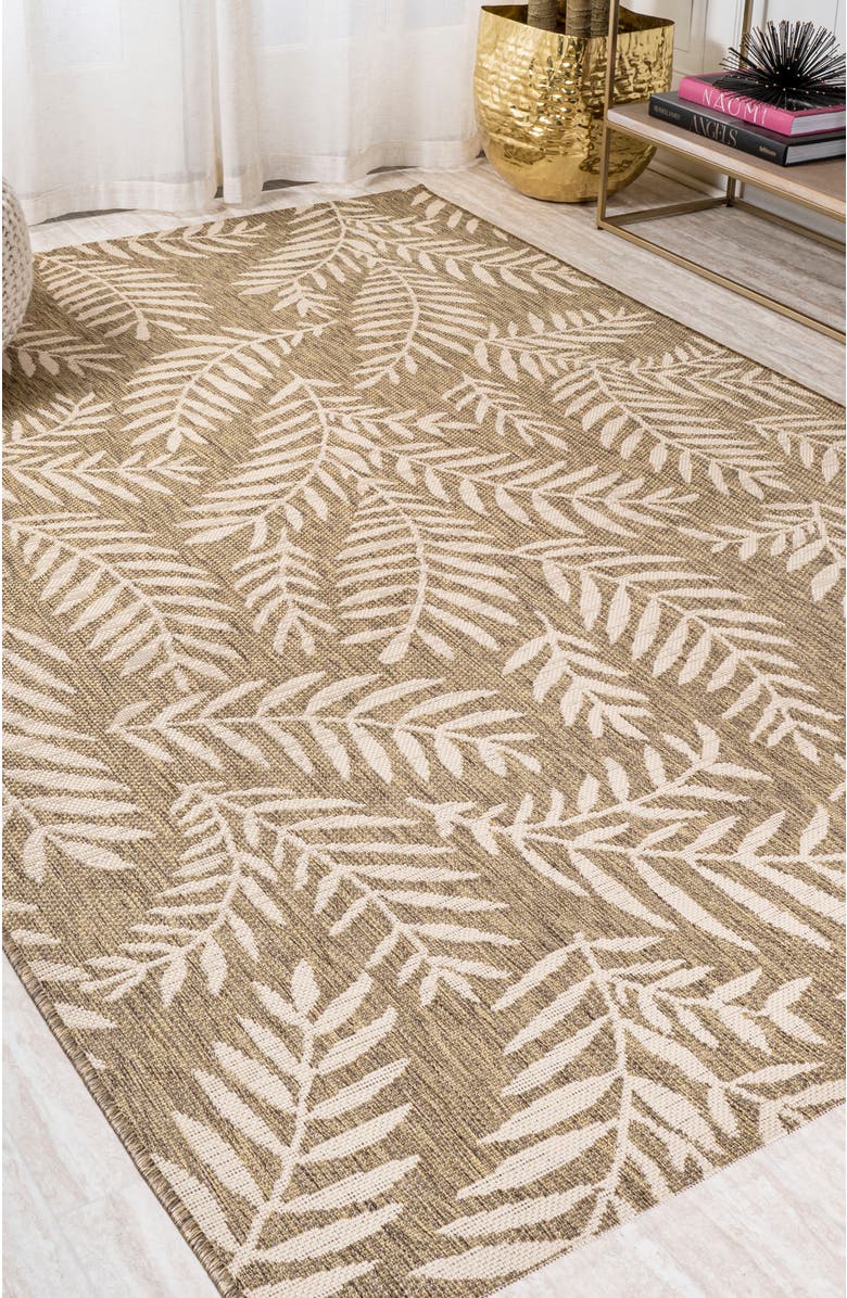 JONATHAN Y Nevis Palm Frond Indoor/Outdoor Area Rug, Alternate, color, Brown/Beige