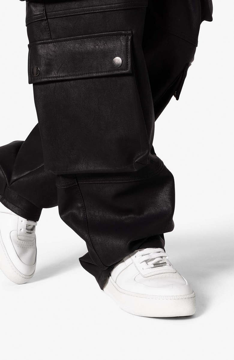 mnml Ultra Baggy Faux Leather Cargo Pants, Alternate, color, 