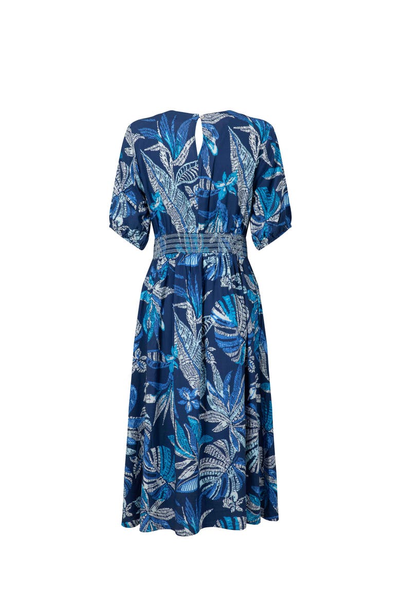 Dilsha Printed Midi Dress, Alternate, color, Blue Indigo
