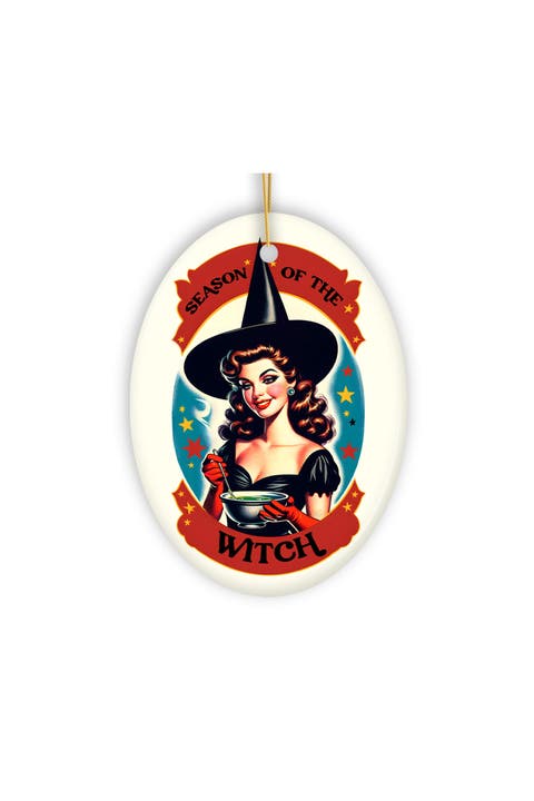 Season Of The Witch Retro Style Ceramic Ornament