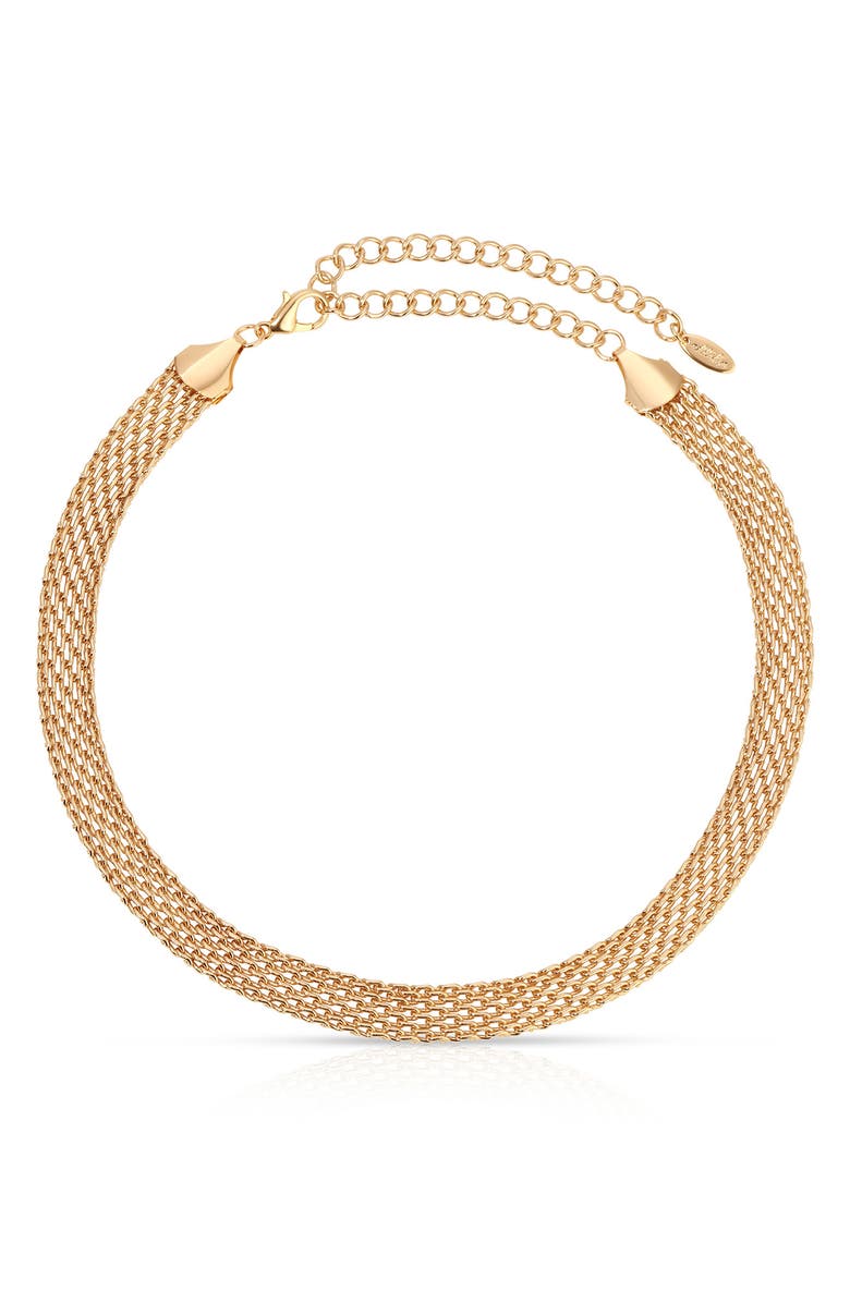Ettika Mesh Link Necklace, Main, color, Gold
