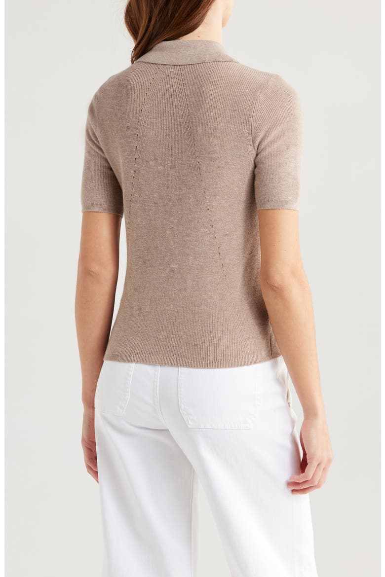 Darcey Cotton & Cashmere Polo Sweater, Alternate, color, DARK TAUPE