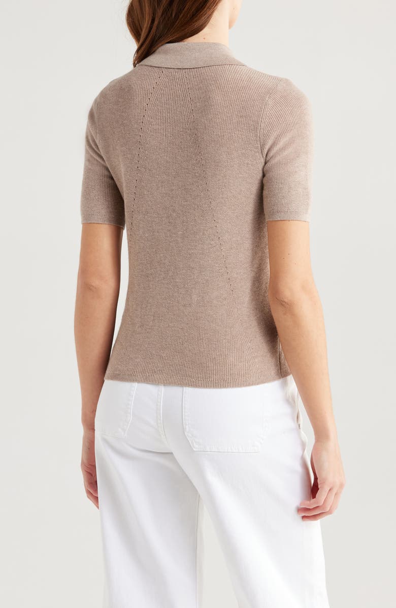rag & bone Darcey Cotton & Cashmere Polo Sweater, Alternate, color, Dark Taupe