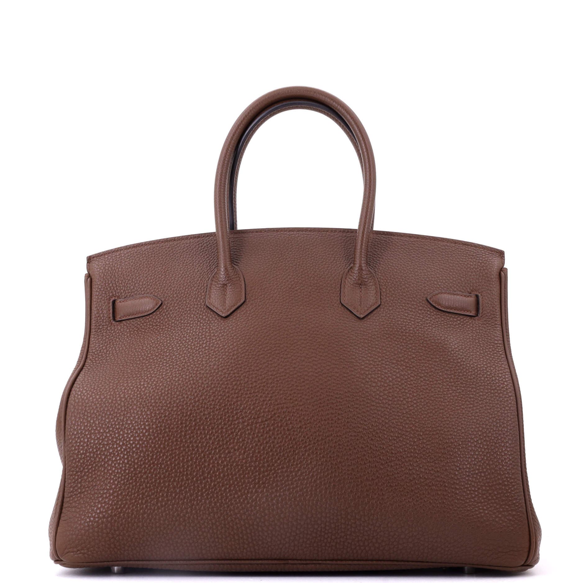 Pre-Owned Hermes Birkin Handbag Brown Togo with Palladium Hardware 35, Alternate, color, Brulee