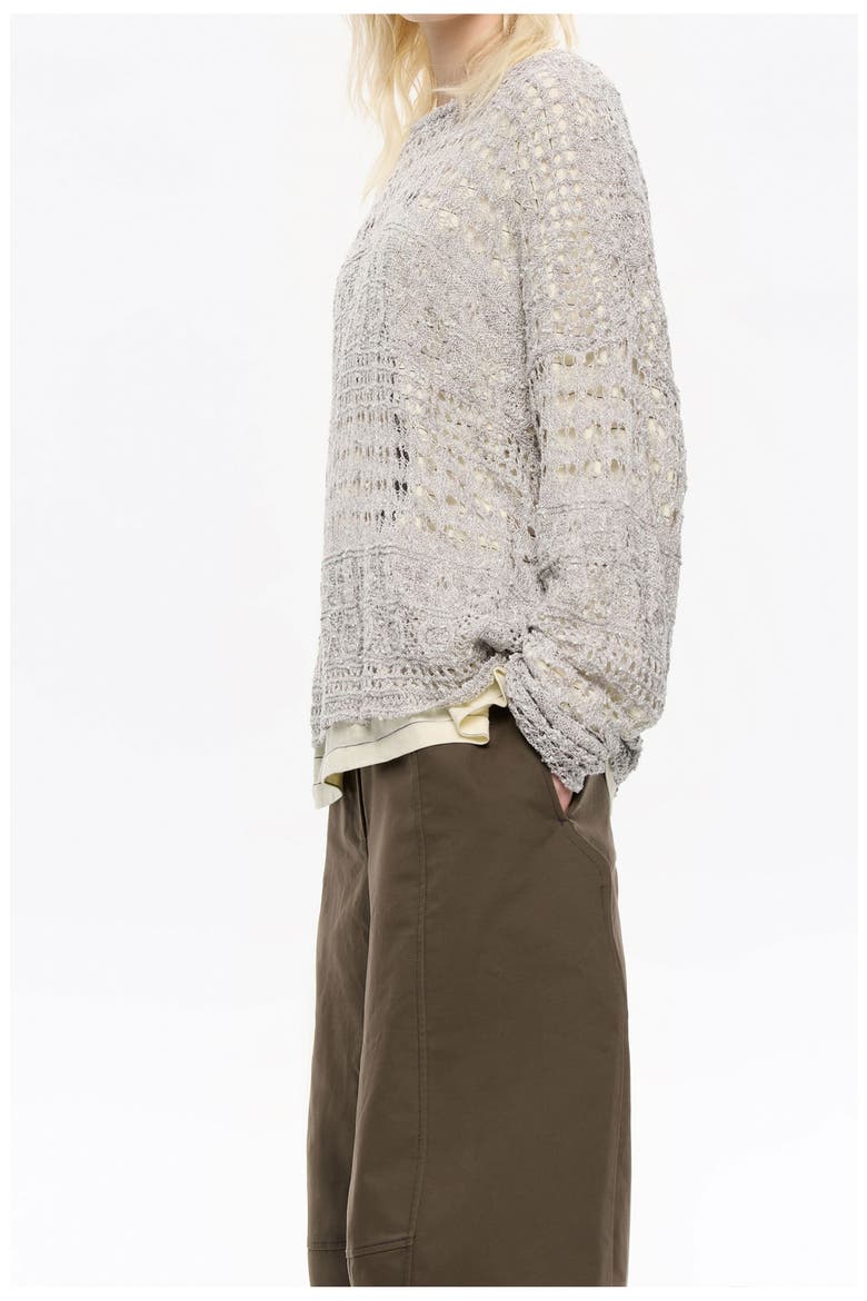 Lurex Openwork Sweater, Alternate, color, SILVER