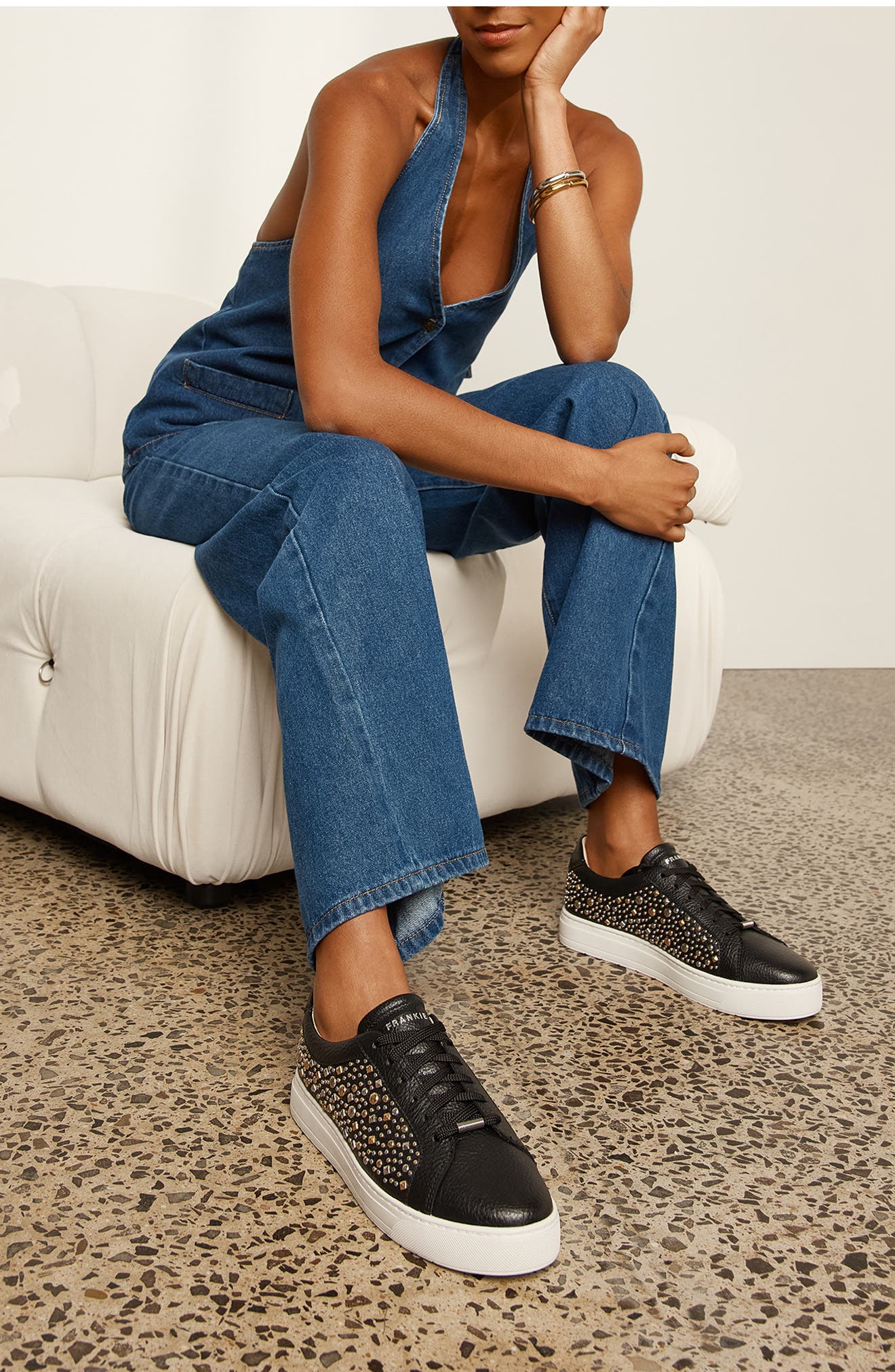 FRANKIE4 Mim V Stud Sneaker, Alternate, color, Black Rock Stud