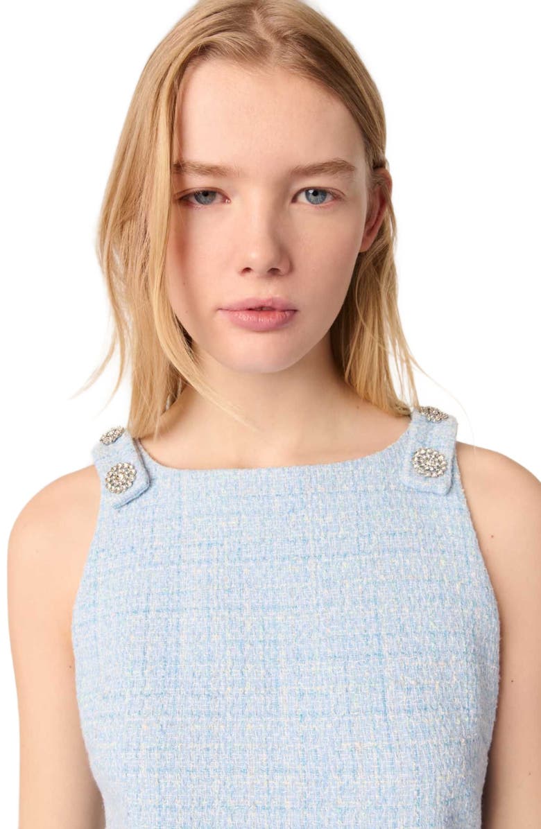 maje Mini tweed dress, Alternate, color, Blue Sky