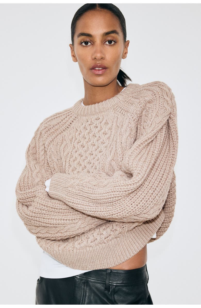 H&M Cable-knit Jumper, Alternate, color, Taupe