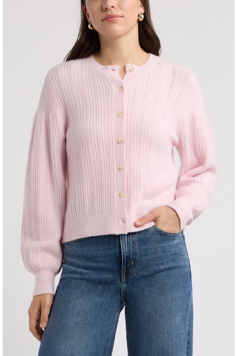 Crewneck Cardigan, Main, color, PINK CAKE