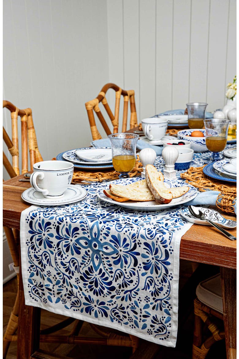 Iberian Table Runner, Alternate, color, INDIGO BLUE