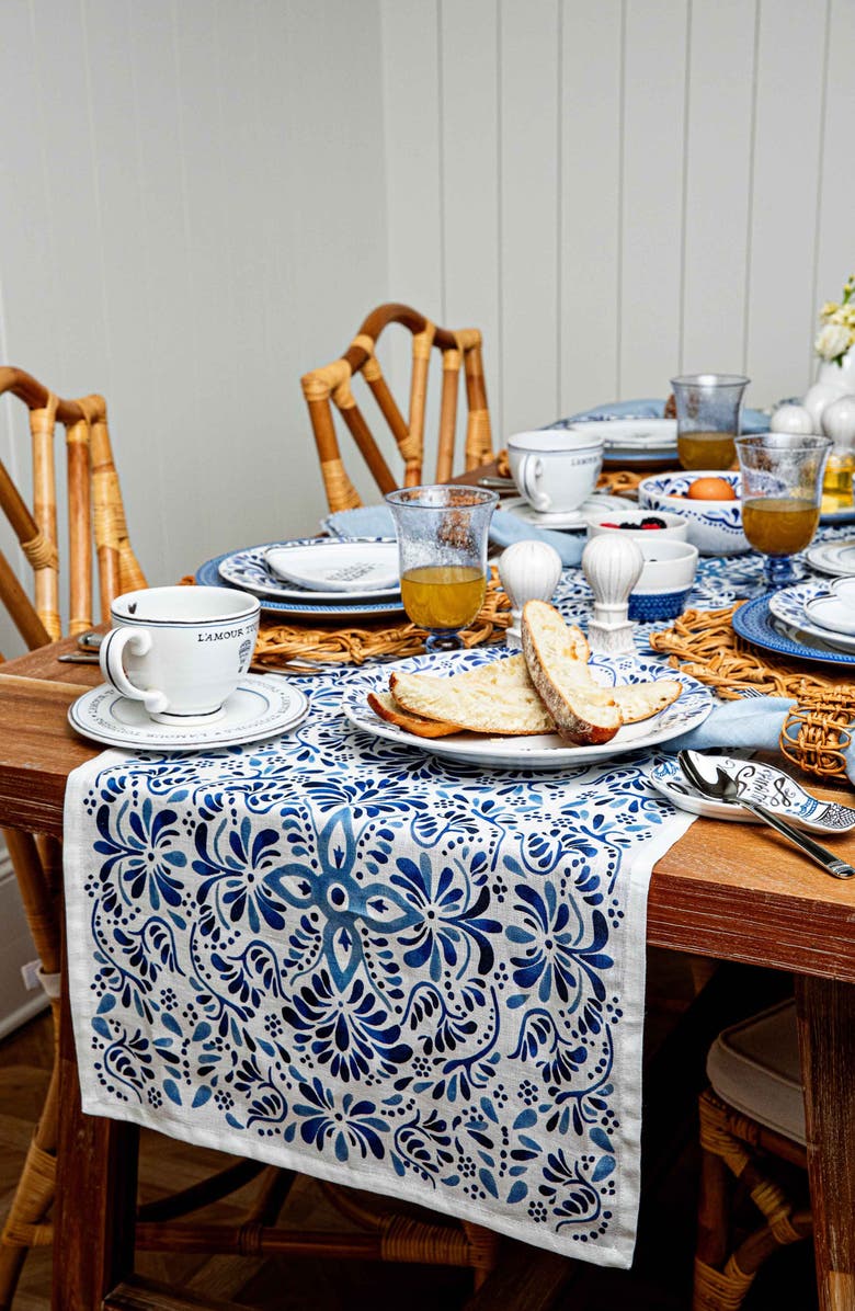 Juliska Iberian Table Runner, Alternate, color, Indigo Blue