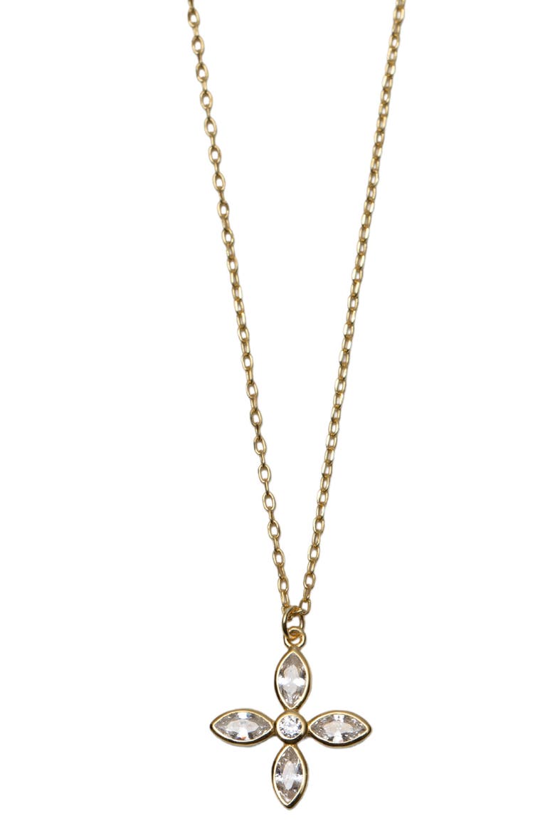 4-Teardrop Cross Pendant Necklace, Main, color, GOLD
